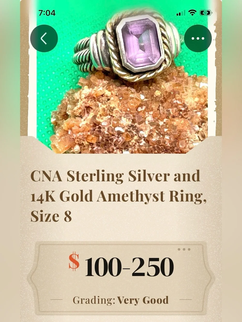 Sterling Amethyst Ring Sz 8